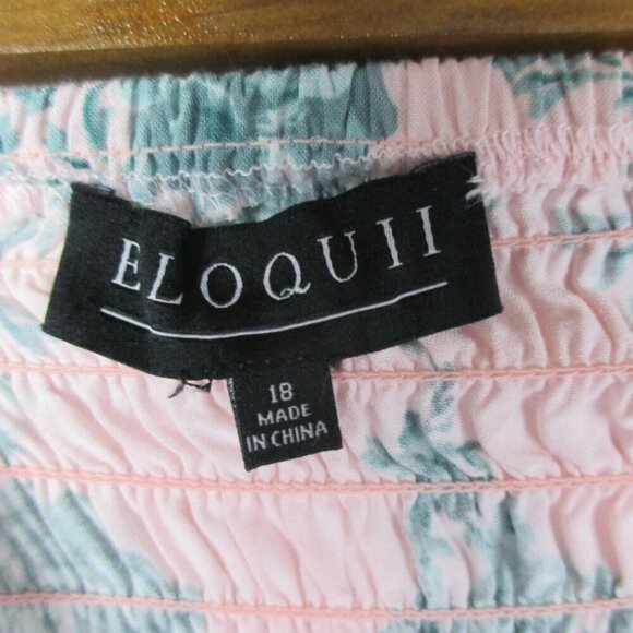 ELOQUII Tiered Floral Mini Skirt With Smocking A Fine Romance Size 18 - Picture 7 of 9